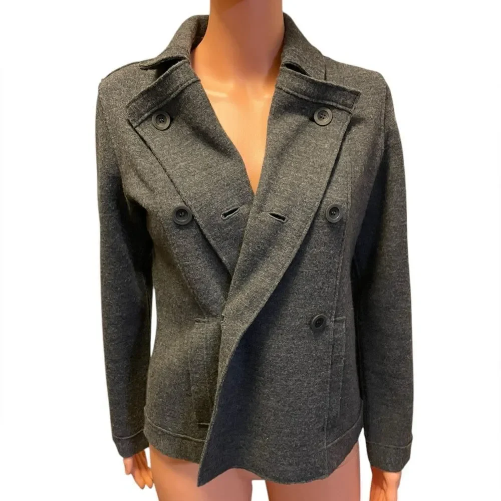 EILEEN FISHER Gray Merino‎ Wool Jacket Sz XS